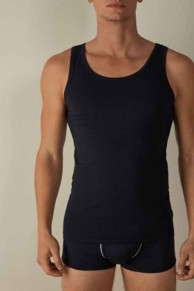 Intimissimi Crew Neck Tank Top Blå | YDKVQ62213